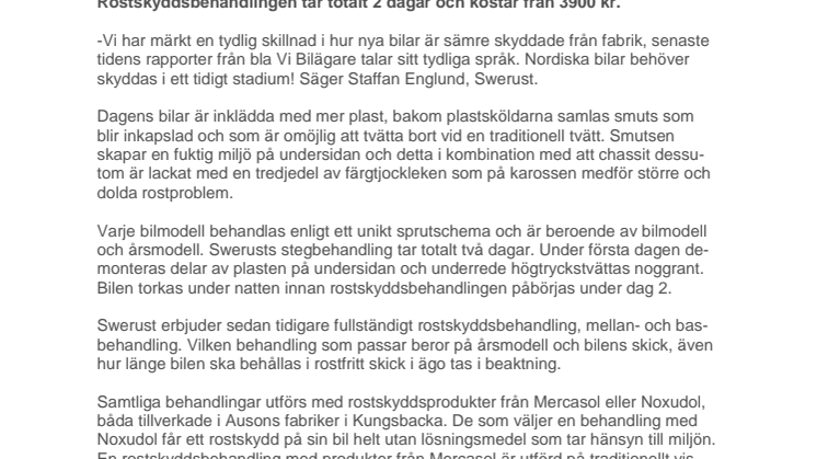 Swerust lanserar ny enklare rostskyddsbehandling