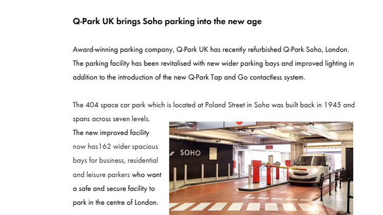 Q-Park UK brings Soho parking into the new age