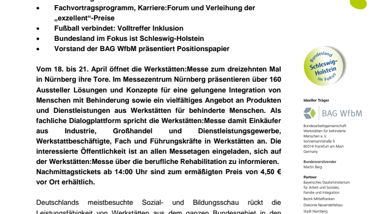 Werkstätten:Messe 2018 mitvielfältigem Angebot für alle