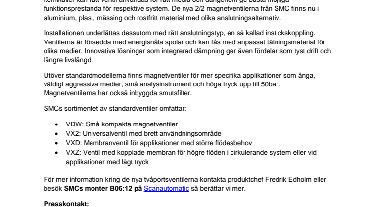 SMC’s nya tvåportsventiler ger stora kostnadsbesparingar