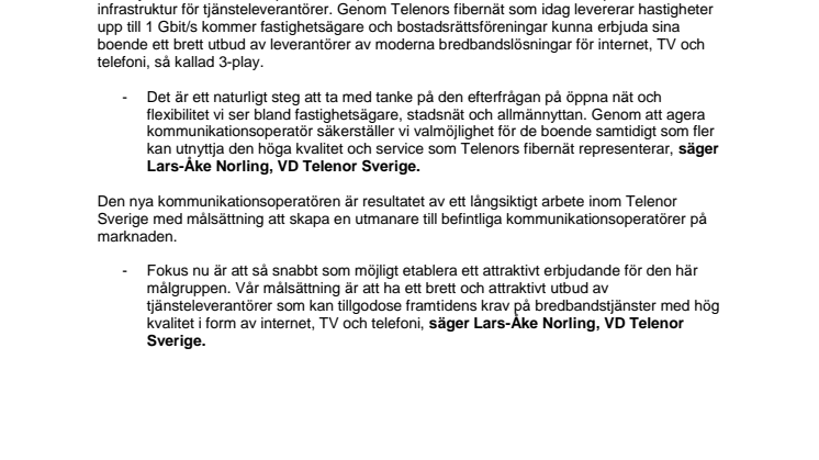 Telenor skapar öppet nät genom Open Universe
