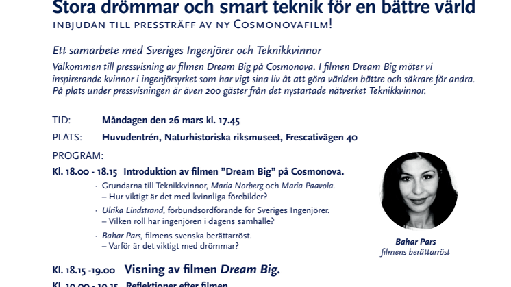 Inbjudan till pressvisning av ny Cosmonovafilm!