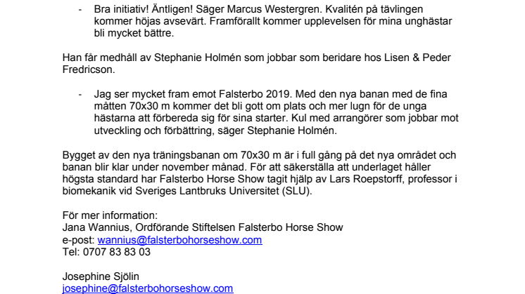 Falsterbo Horse Show växer med ny träningsbana!
