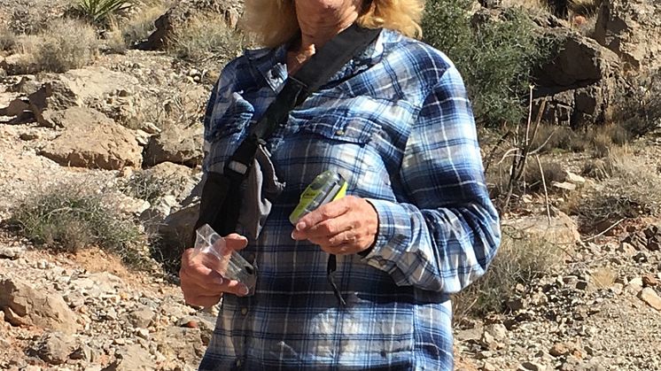 Rita Wagner, 78, with her ACR Electronics ResQLink Personal Locator Beacon a few days after the accident in February