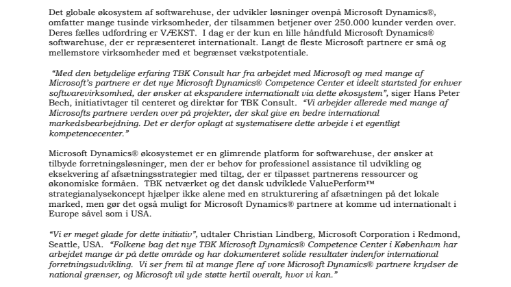 TBK Consult åbner Microsoft Dynamics® kompetencecenter i København