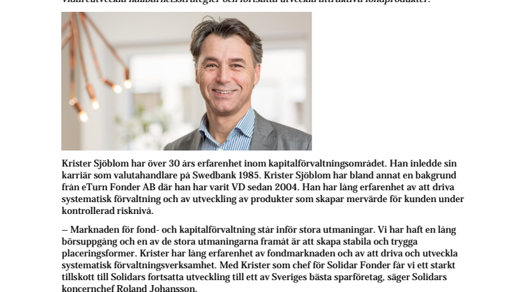 Ny VD i Solidar Fonder