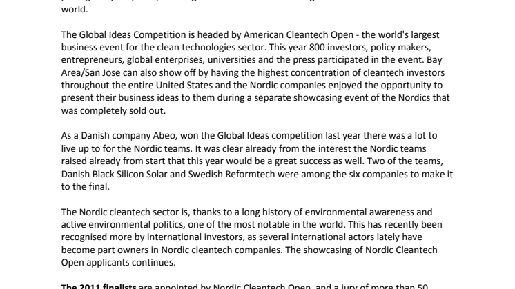 Nordic companies to succeed at a Global Cleantech competition in the US