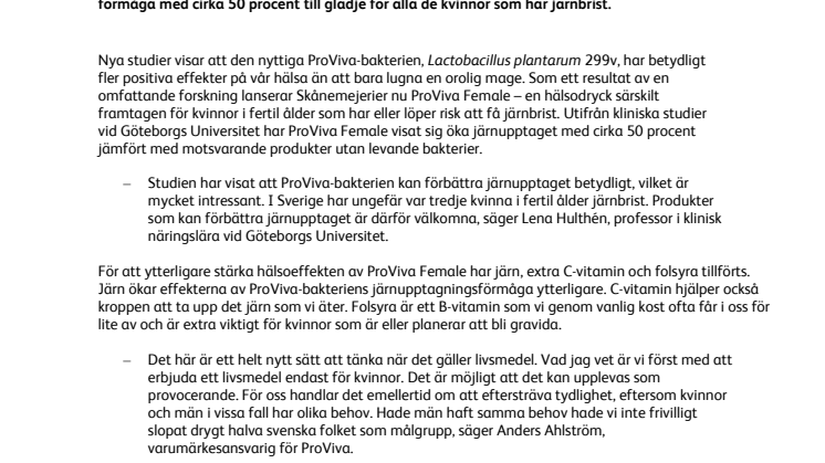 Första livsmedlet endast för kvinnor 
