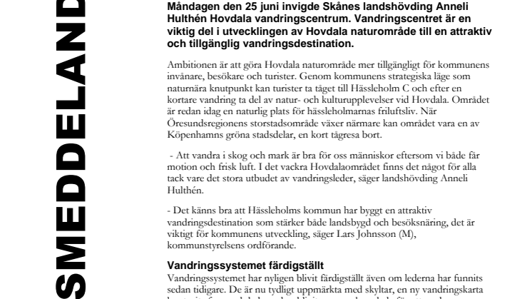 Hovdala vandringscentrum – Köpenhamns gröna stadsdel?