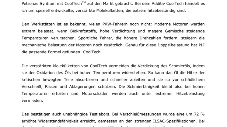PETRONAS SYNTIUM MIT COOLTECH™ VOM FORMEL 1 CHAMPION
