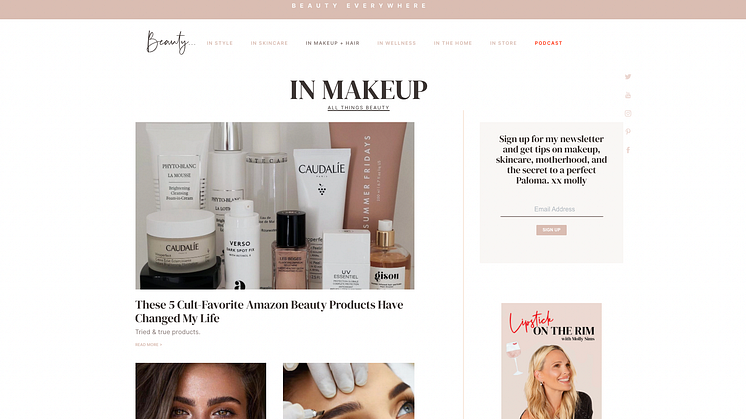 Screenshot of Molly Sims' website
