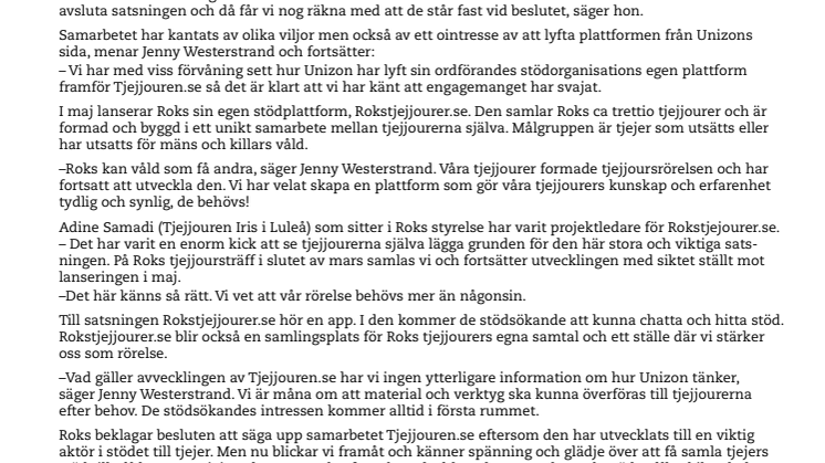 Tjejjouren.se avvecklas. Roks släpper ny stödplattform: Rokstjejjourer.se