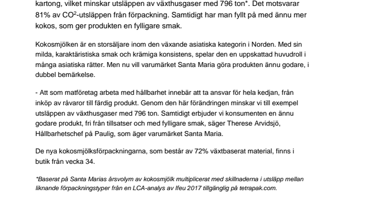 81% mindre CO2-utsläpp när Santa Maria skrotar konservburken
