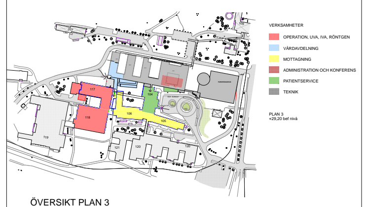 Fastighetsutvecklingsplan Skellefteå lasarett översikt plan 3
