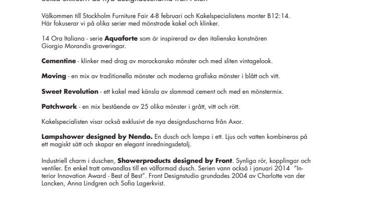 kakel + mönster på Stockholm Furniture Fair