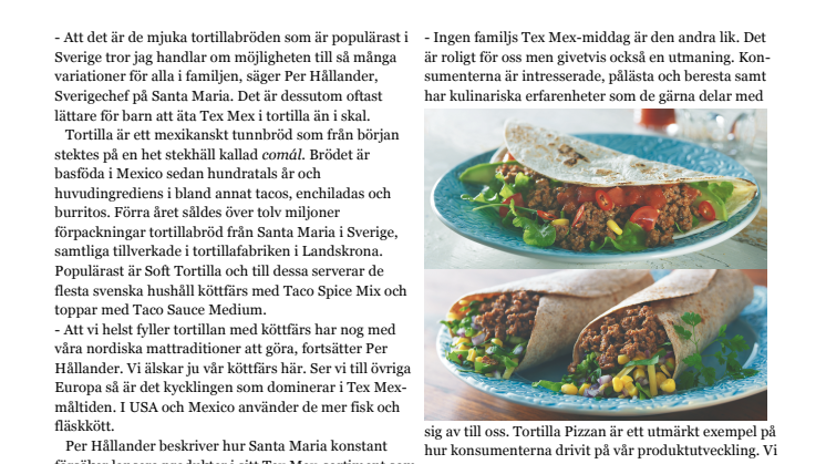 Mjuk tortilla med köttfärs är svenskarnas Tex Mex-favorit