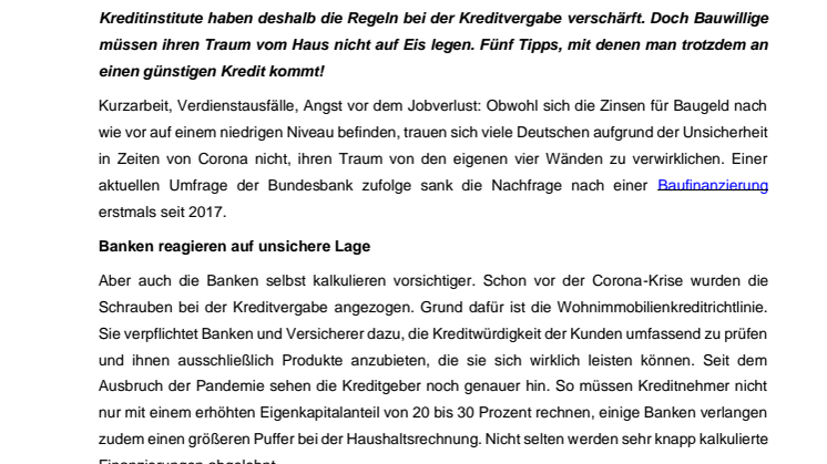 Strengere Regeln bei der Kreditvergabe: So klappt es mit dem Baugeld