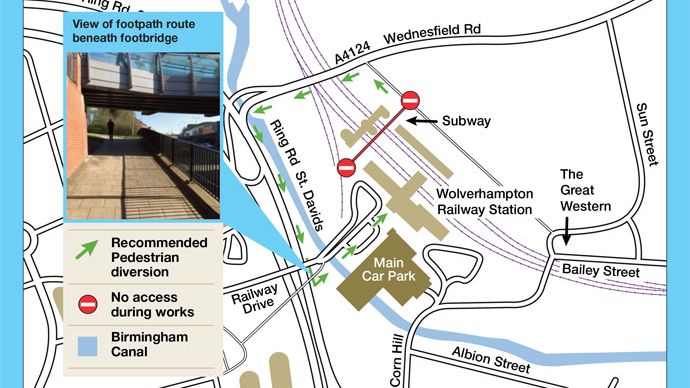 Map of the subway closure recommended pedestrian diversion route