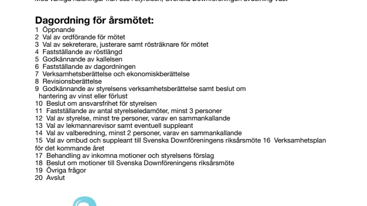 Dagordning årsmöte avd Väst