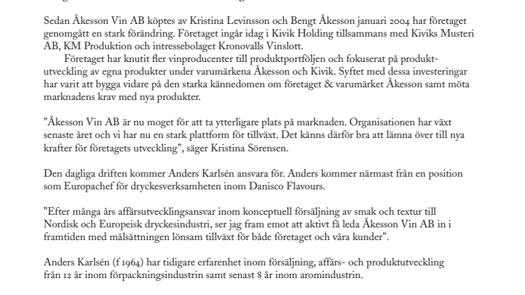 Nytt steg för Åkesson Vin