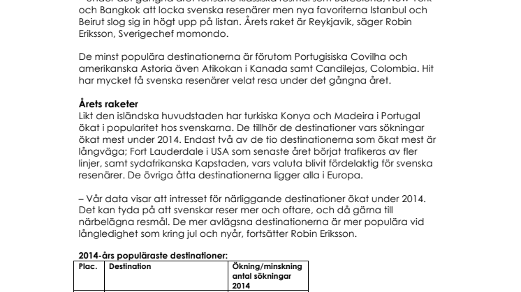 Hit reste (inte) svenskarna 2014