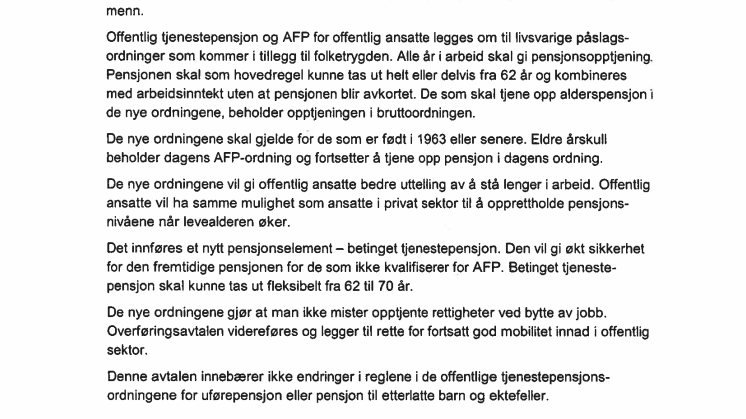 Avtale om offentlig tjenestepensjon 3.3.2018