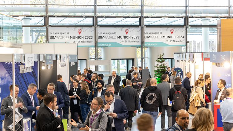 Die BIM World MUNICH ist die Drehscheibe für den Austausch zu allen relevanten Themen rund um Digitalisierung, Nachhaltigkeit und Kreislaufwirtschaft. Foto: wildcard.de; Chris Hartlmaier