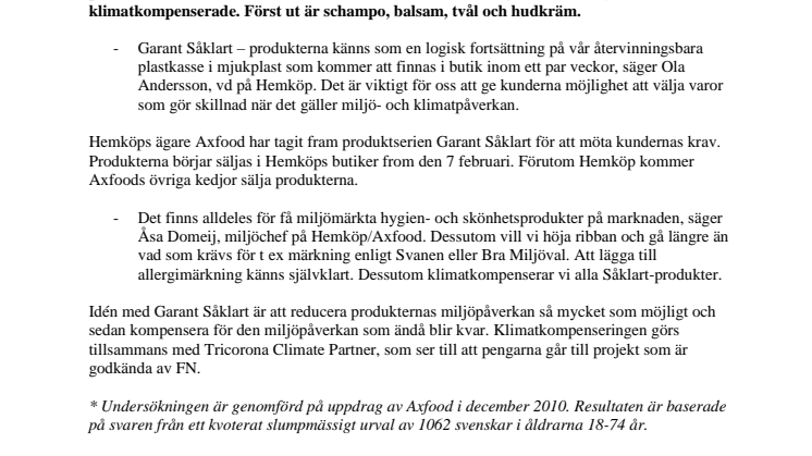 Hemköp säljer första klimatsäkrade sortimentet