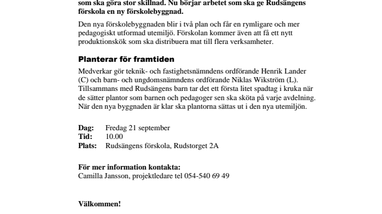 Pressinbjudan: Välkommen på ett första spadtag i kruka
