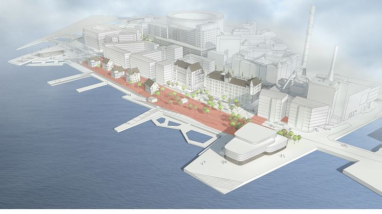 Parkeringsanläggningen ska byggas under mark så ytan i stället kan användas till att bygga bostäder och skapa mötesplatser i den nya stadsdelen Skeppsbron. Bild: Vilborg Arkitekter