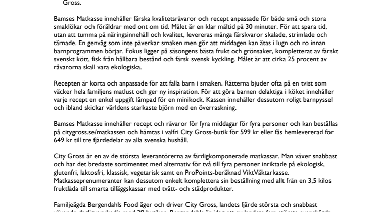 Bamses matkasse ger roligare matlagning och mer matglädje
