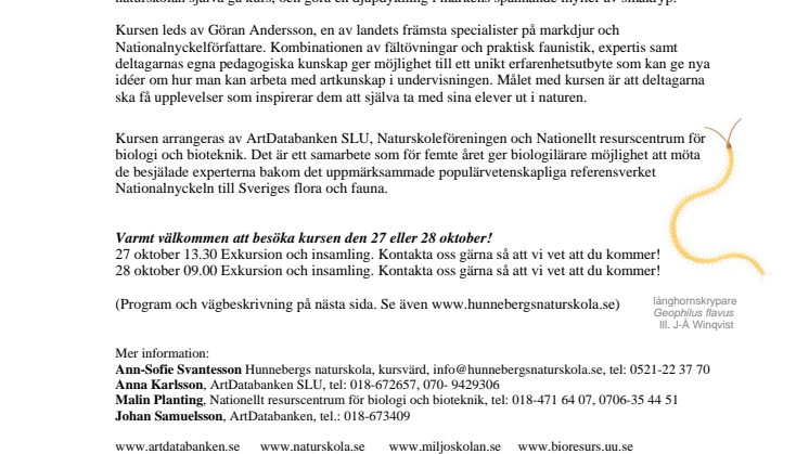 SLU-inbjudan: Vad är det som kryper på Hunneberg?
