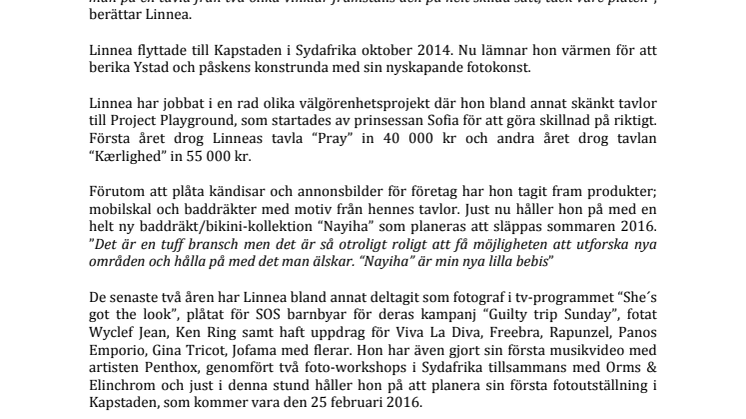 FRÅN SYDAFRIKA TILL YSTAD & KONSTRUNDAN ÖSTERLEN