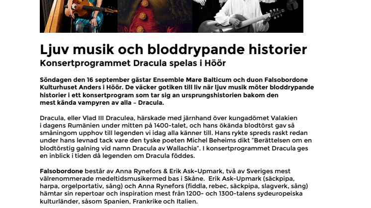 Ljuv musik och bloddrypande historier – konsertprogrammet Dracula spelas i Höör