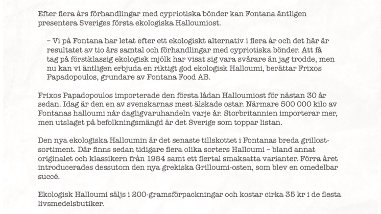 Äntligen! Sveriges första ekologiska Halloumi når butikerna
