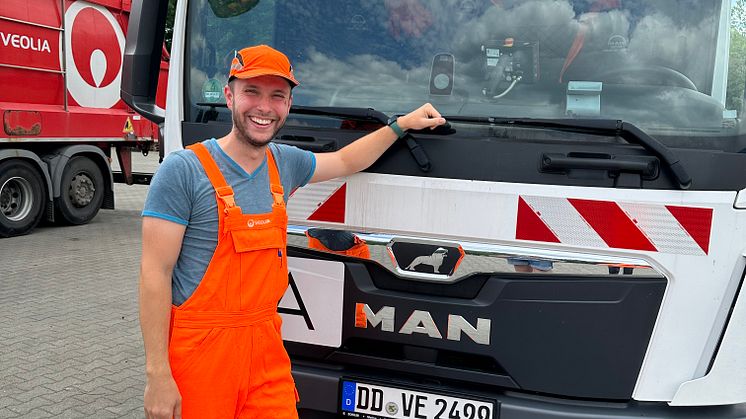 Maximilian Haase befindet sich derzeit in der Ausbildung zum Berufskraftfahrer bei Veolia