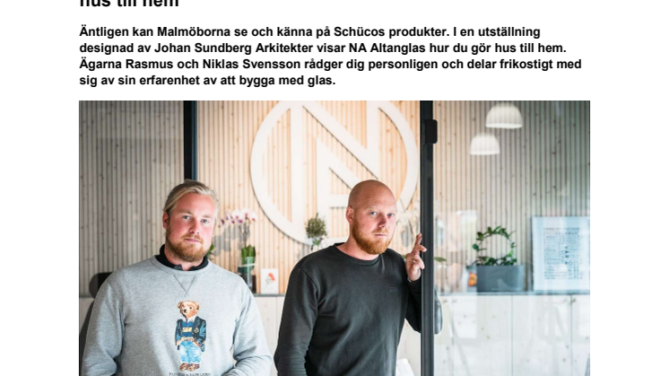 Schüco Premium Partner NA Altanglas öppnar showroom i Malmö