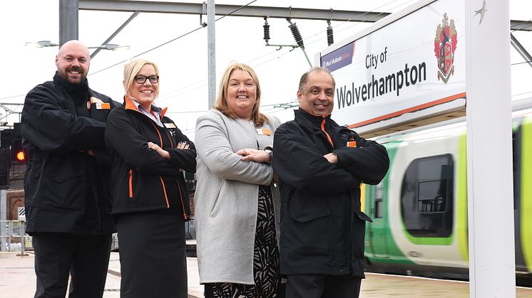 Oliver Lockley, Jo Gennard, Wolverhampton station manager, Melanie Bryett and Raj Parkesh
