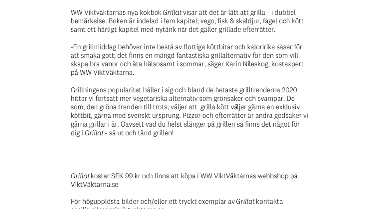 WW ViktVäktarna släpper hälsosam grillkokbok