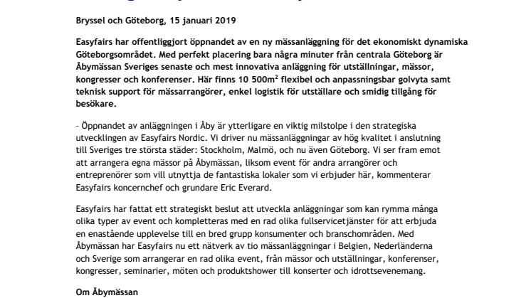 Easyfairs öppnar Åbymässan – Sveriges nyaste mötesplats