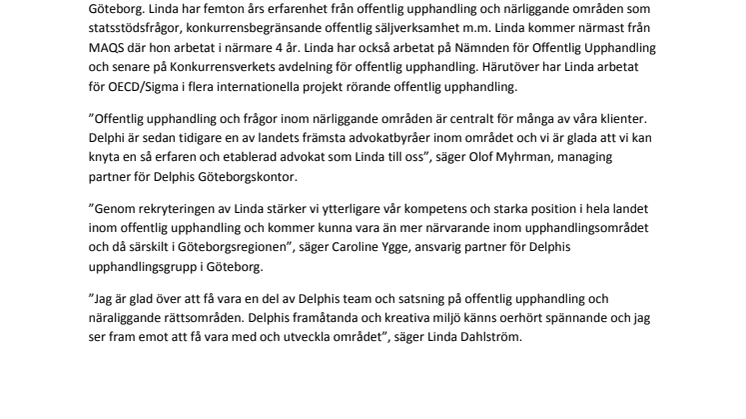 Delphi förstärker sitt team inom offentlig upphandling