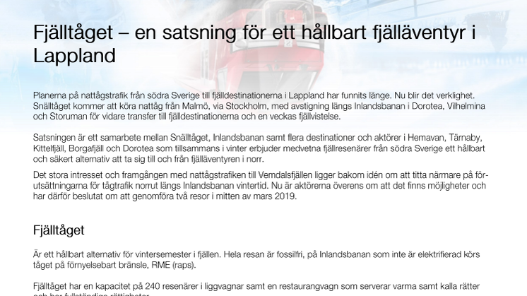 Fjälltåget – en satsning för ett hållbart fjälläventyr i Lappland