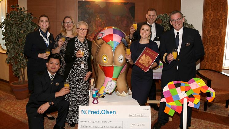Fred. Olsen Cruise Lines’ 'Elmer's Travel Trunk' sets sail on South American adventure, following donation of £15,000 to St Elizabeth Hospice