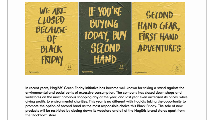 Haglöfs challenges consumers to buy nothing new this Black Friday