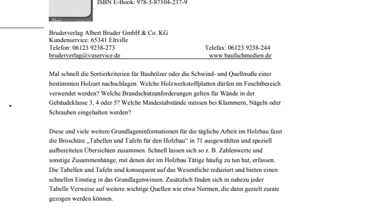 Tabellen und Tafeln für den Holzbau 