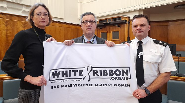 Representatives from the Community Safety Partnership, (from left) Lynne Ridsdale, Bury Council’s Deputy Chief Executive; Cllr Richard Gold, Cabinet Member with responsibility for community safety, and Chief Superintendent Chris Hill, Bury District C