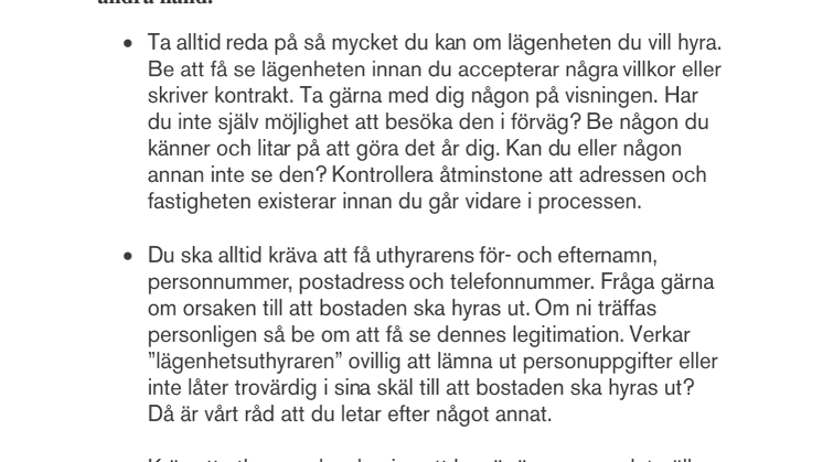 Tips från Hyresgästföreningen - Så undviker du att bli lurad av bostadsbedragare