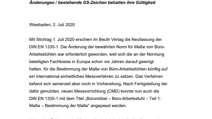 DIN EN 1335-1:2020-07 veröffentlicht