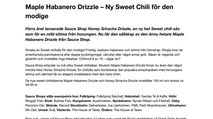Maple Habanero Drizzle – Ny Sweet Chili för den modiga