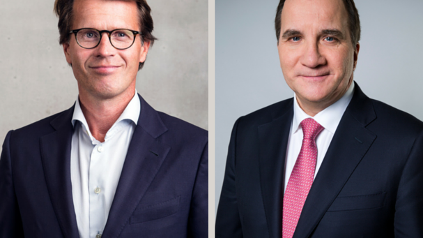 Telenor CEO Mats Lundquist and Swedish Prime Minister Stefan Löfven
